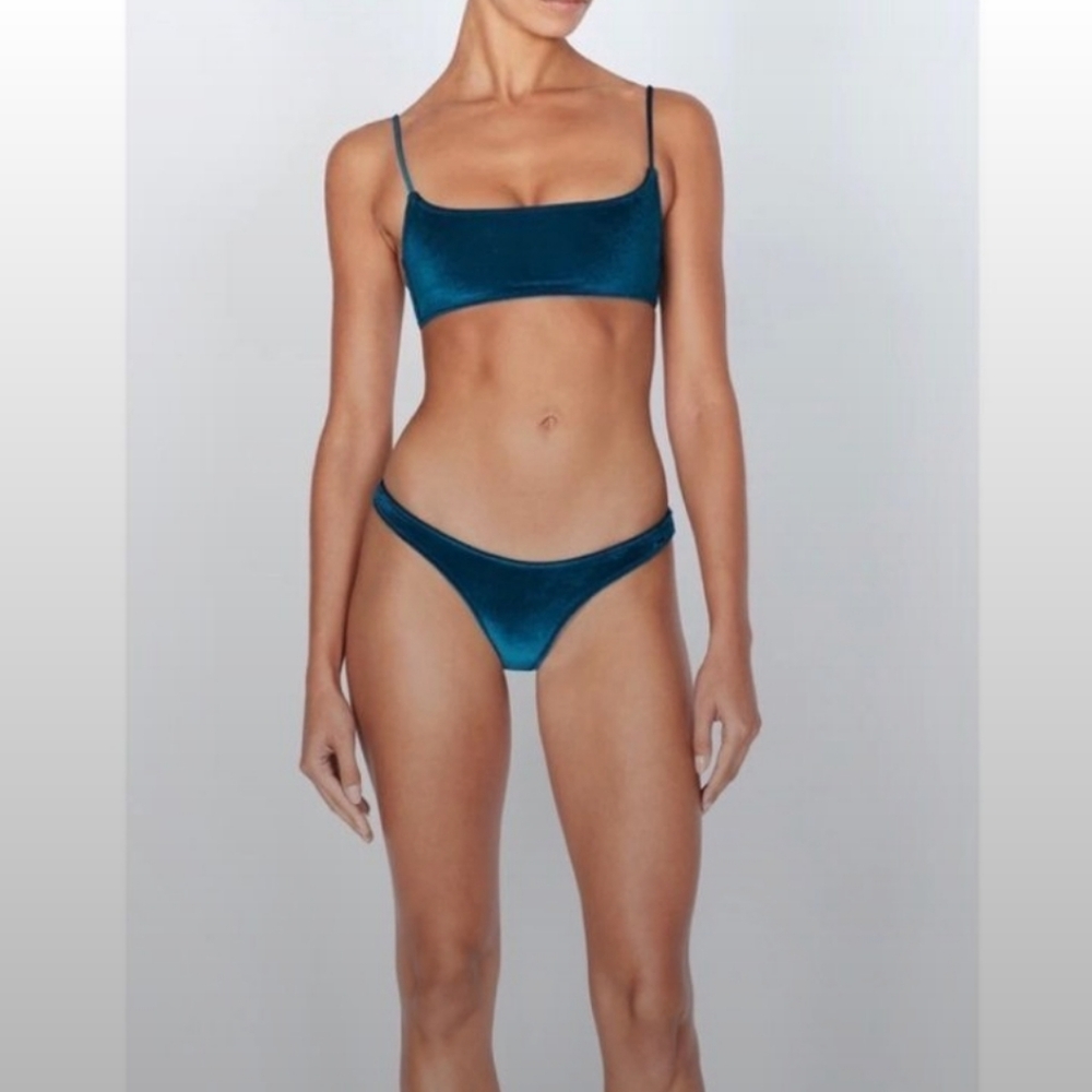 NWT SherryDC Scoop Neck Brazilian Thong Bikini Turquiose Small